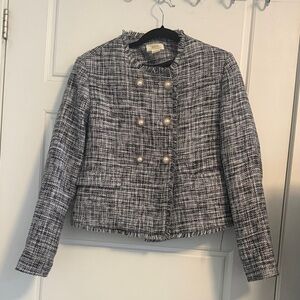 Maeve Black and White Tweed Blazer